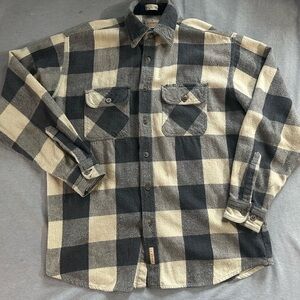 VTG C.E. Schmidt Black and Cream Checkered Flannel
